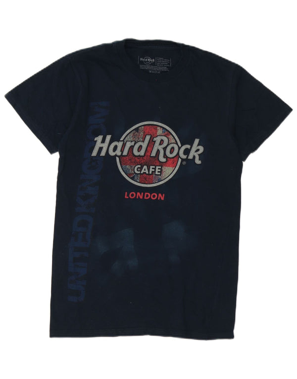 Hard Rock Cafe Ανδρικό γραφικό T-Shirt London Top XS Navy Blue Cotton