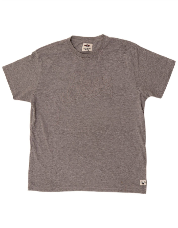 Bear Ανδρικό γραφικό T-Shirt Top XL Grey Flecked Polyester