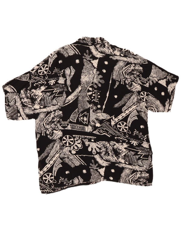 VINTAGE Γυναικείο κοντομάνικο πουκάμισο IT 46 μεγάλο μαύρο γεωμετρικό