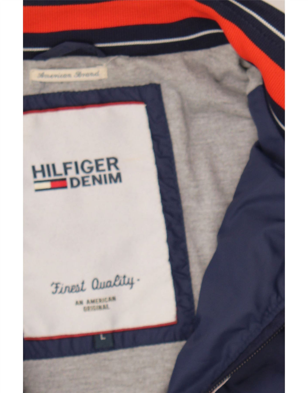 TOMMY HILFIGER Womens Bomber Jacket UK 16 Large Navy Blue Polyester Vintage Tommy Hilfiger and Second-Hand Tommy Hilfiger from Messina Hembry 