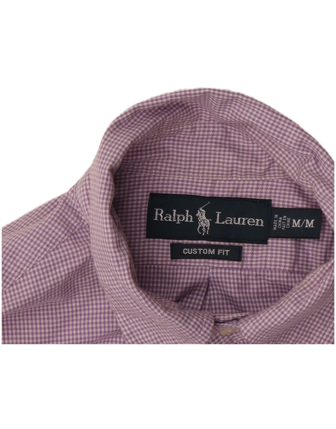Ανδρικό πουκάμισο Ralph Lauren με προσαρμοσμένη εφαρμογή, μεσαίο μωβ Houndstooth βαμβακερό