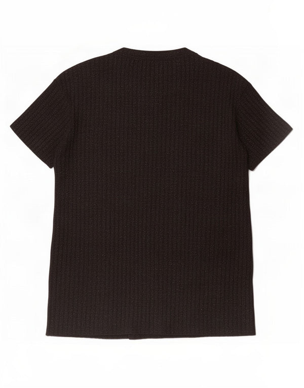 Zara Γυναικείο T-Shirt Top UK 10 Small Black Flecked Polyester