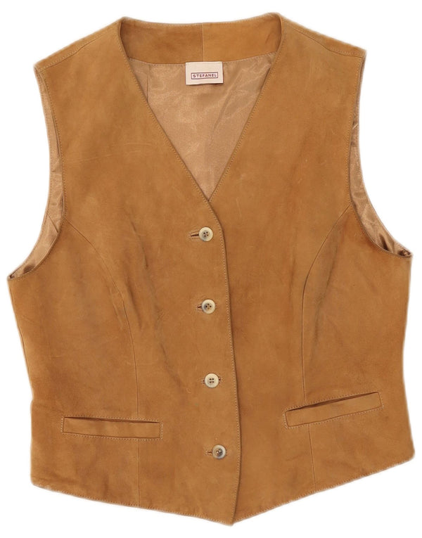 Stefanel Γυναικείο Γιλέκο UK 12 Medium Beige Δερμάτινο