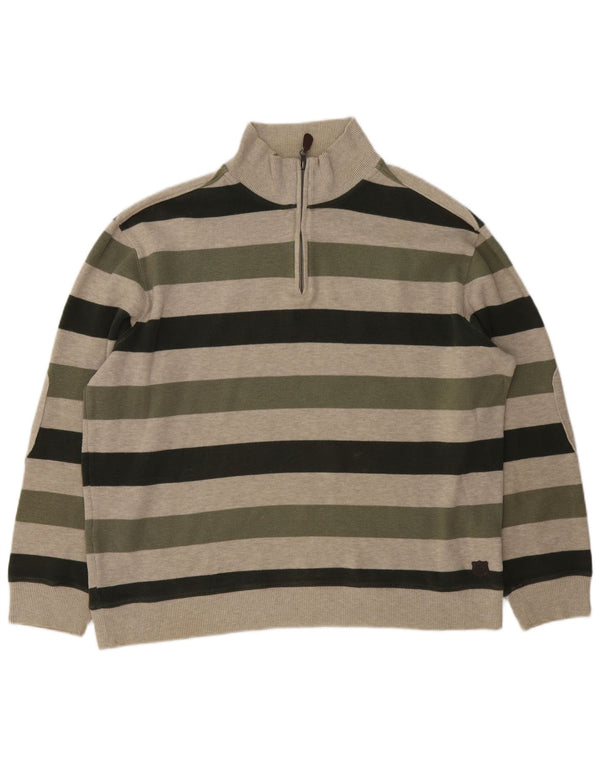 Ανδρικό πουλόβερ Marks & Spencer Blue Harbour με φερμουάρ με λαιμόκοψη μεγάλο χακί