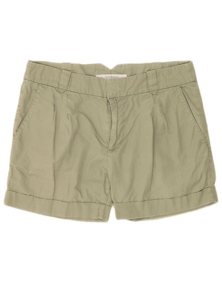 Zara Γυναικείο σορτς Chino με καρφίτσα μεσαίο W28 πράσινο βαμβακερό