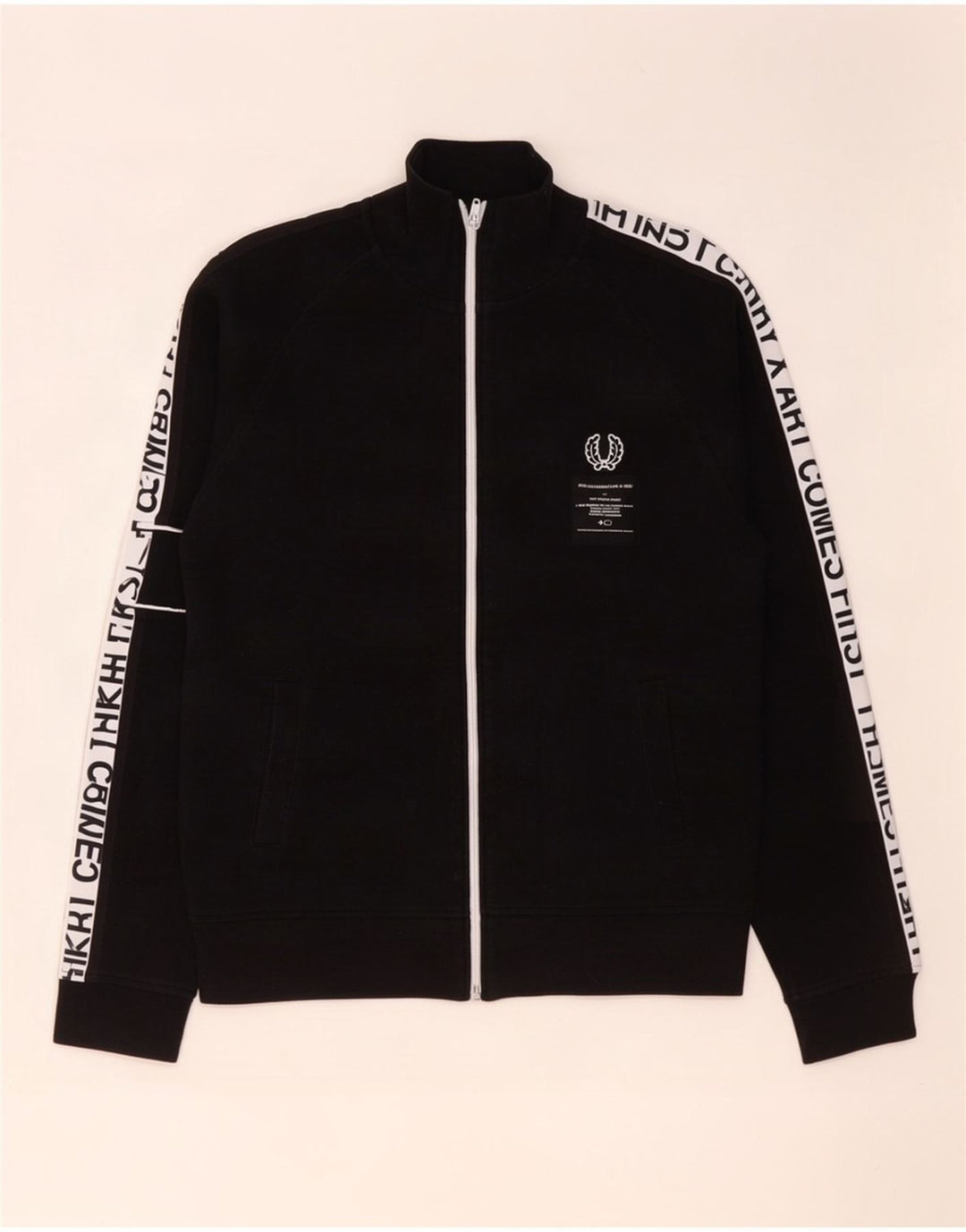 Fred Perry Ανδρική φόρμα γυμναστικής με γραφικό φόρεμα Top Jacket Small Black Colourblock Βαμβακερό