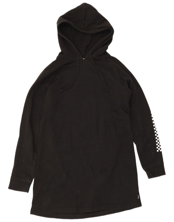 Vans Longline Graphic Hoodie Jumper UK 14 Medium Black Cotton