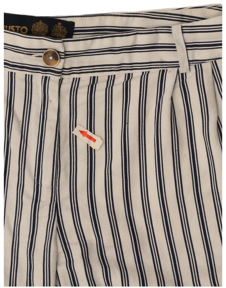 MUSTO Γυναικείο σορτς Chino UK 10 Small W27 Λευκό ριγέ βαμβακερό