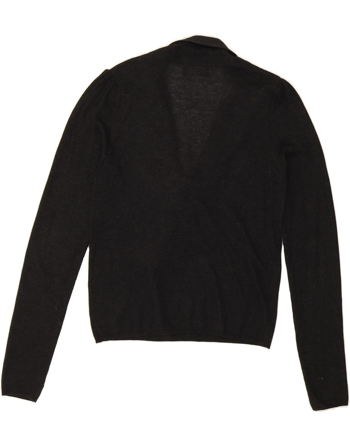 ZARA Womens Front Tie V-Neck Jumper Sweater UK 12 Medium Black Vintage Zara and Second-Hand Zara from Messina Hembry 