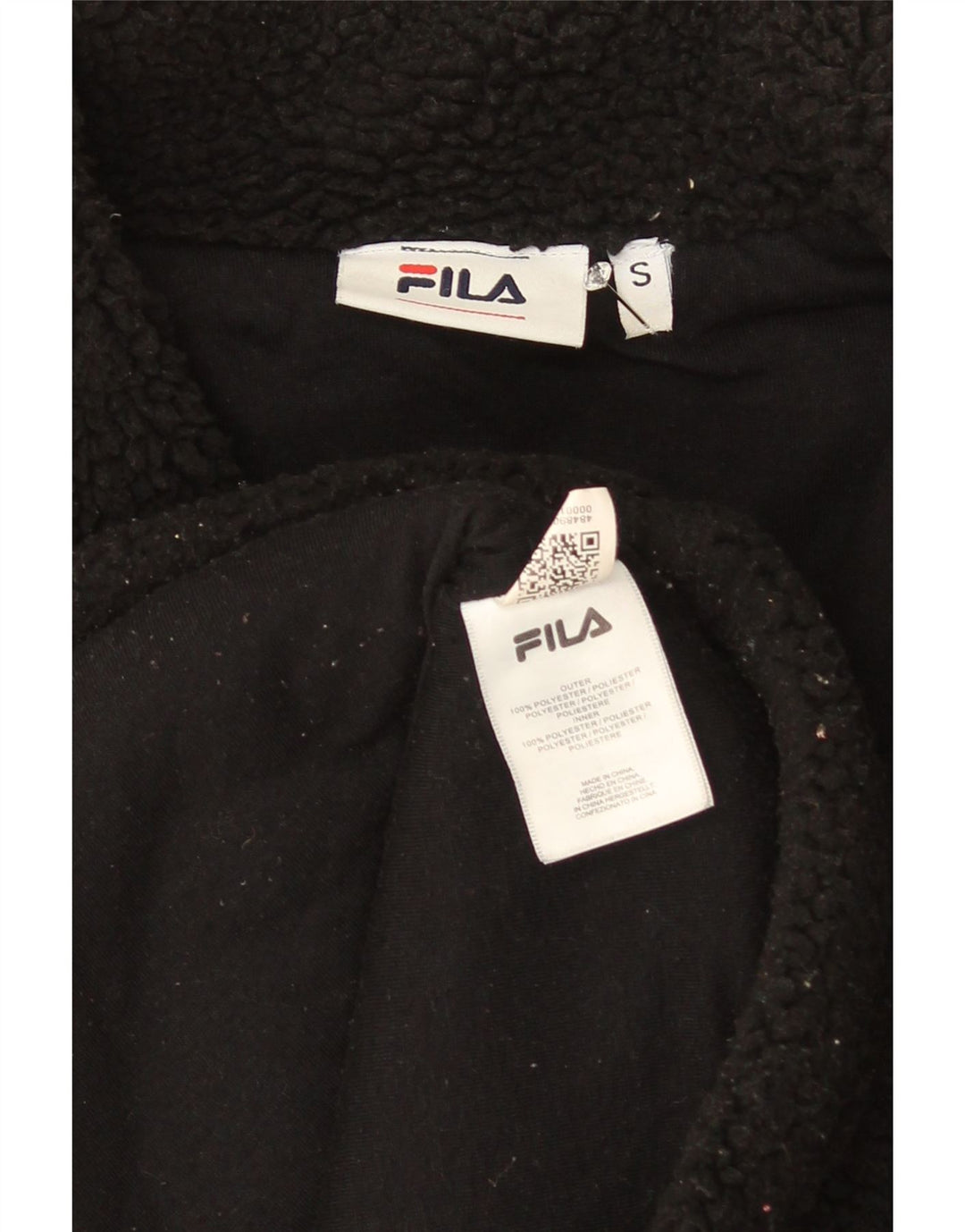Fila Γυναικείο Γραφικό Μπουφάν Fleece UK 10 Small Black Polyester