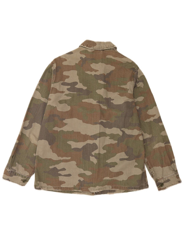 Topshop Womens Oversized Utility Jacket UK 10 Small Khaki Camouflage Cotton