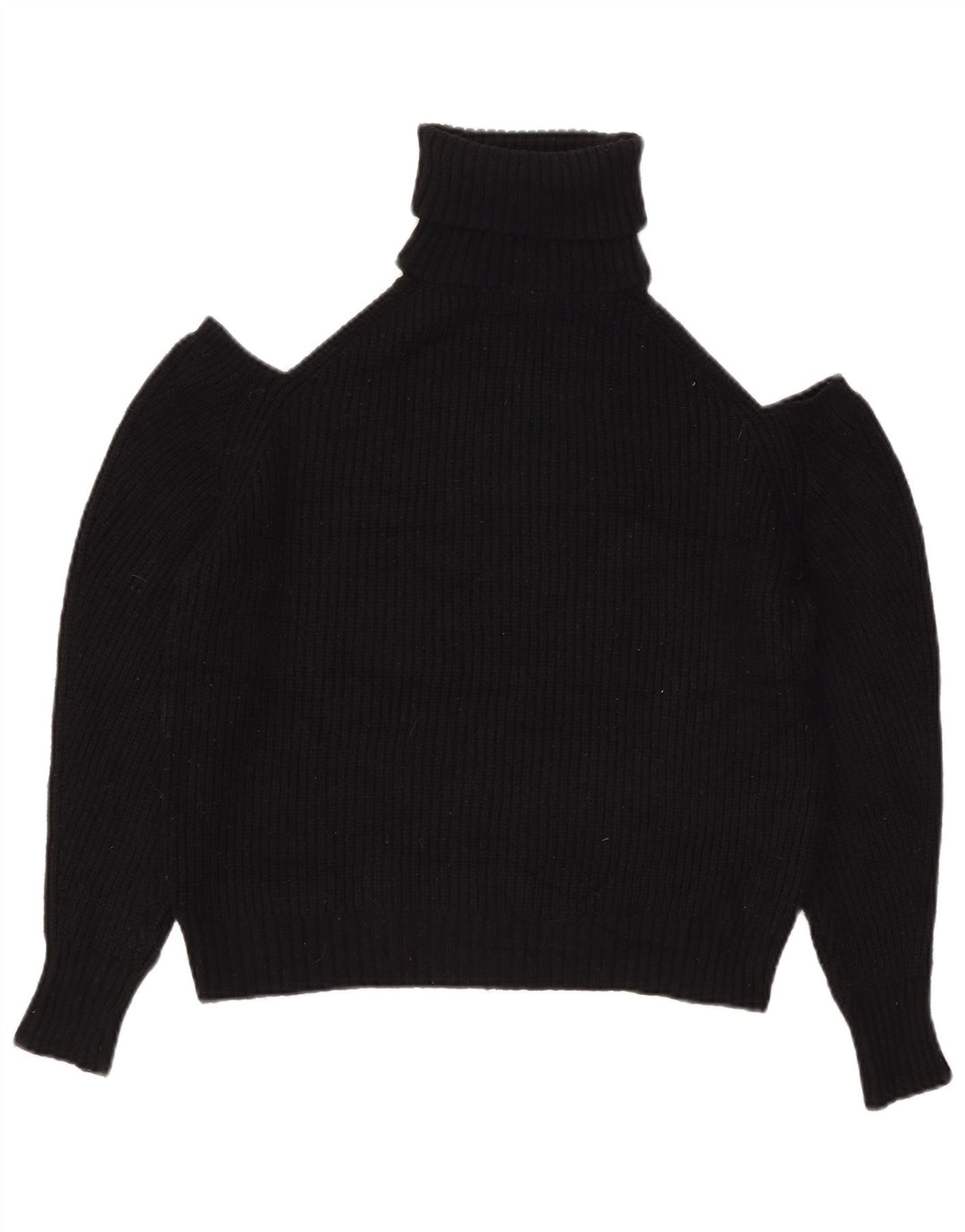 Γυναικείο Zara Off Shoulder Roll Neck πουλόβερ UK 14 Medium Black