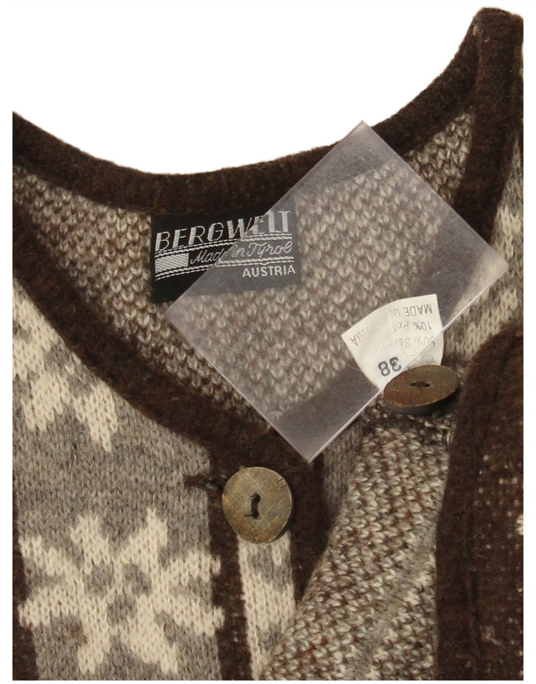 Γυναικείο πουλόβερ με ζακέτα VINTAGE EU 38 Μεσαίο καφέ Fair Isle Wool