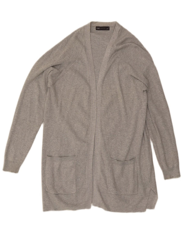 Marks & Spencer Γυναικείο Longline ανοιχτό πουλόβερ ζακέτα UK 14 Medium Grey