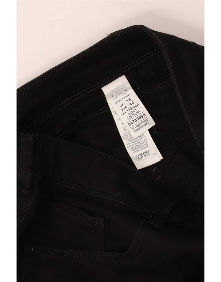 Marks & Spencer Γυναικεία Bootcut Jeans UK 16 Large W34 L26 Black Cotton