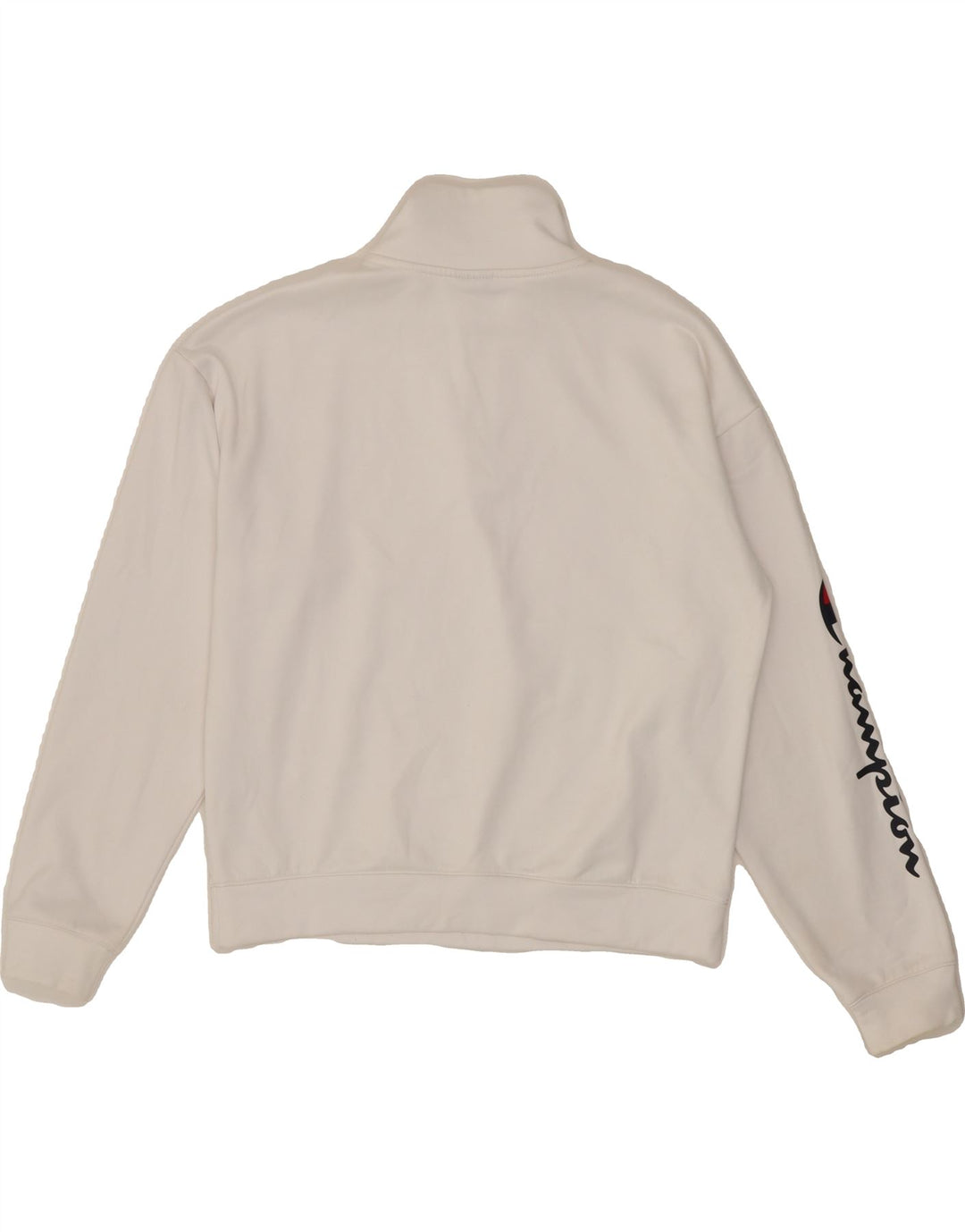 CHAMPION Womens Oversized Graphic Sweatshirt Jumper UK 14 Medium White Vintage Champion and Second-Hand Champion from Messina Hembry 