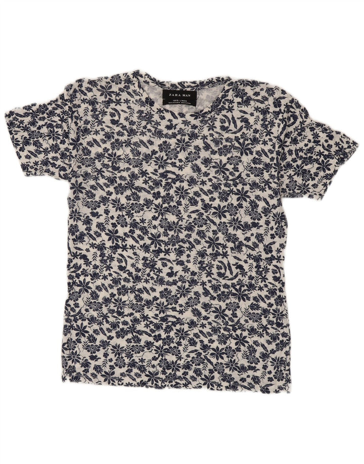 Ανδρικό T-Shirt Zara Top Μεσαίο Λευκό Λινό Λινό