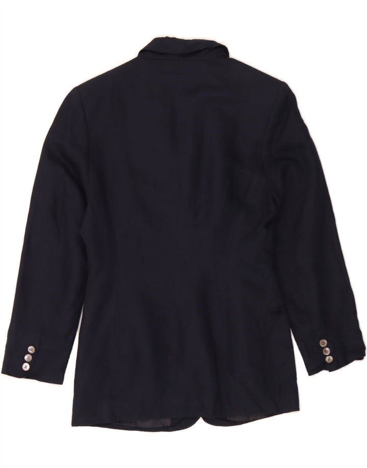 LAURA ASHLEY Womens 4 Button Blazer Jacket US 10 Large Navy Blue Linen Vintage Laura Ashley and Second-Hand Laura Ashley from Messina Hembry 