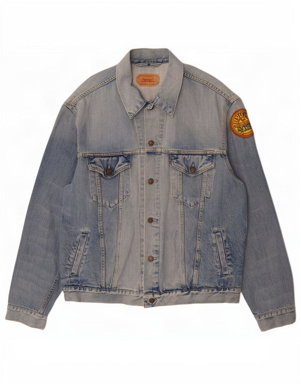 Levi's Mens Acid Wash Graphic Denim Jacket UK 42 XL Μπλε βαμβακερό