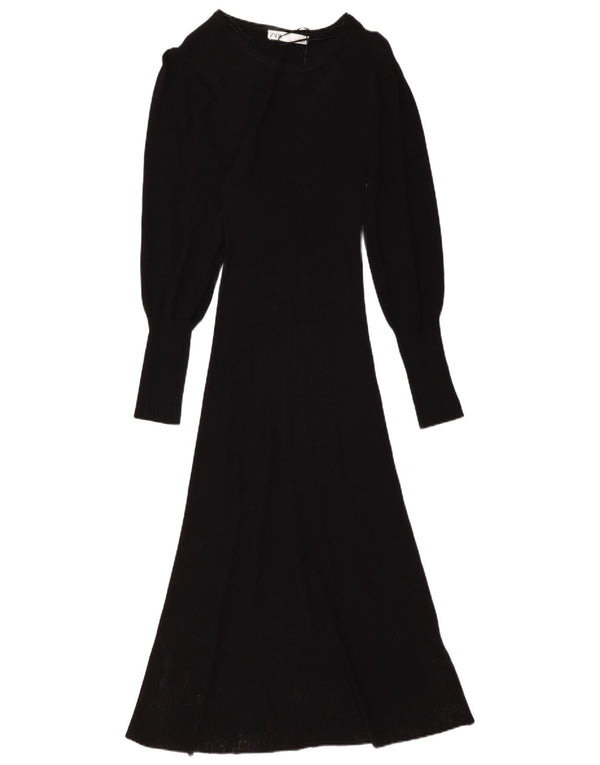 ZARA Γυναικείο Jumper Φόρεμα UK 6 Small Black Viscose