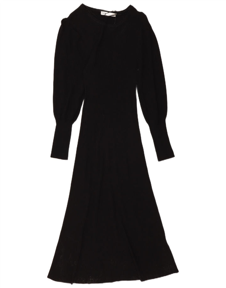 ZARA Γυναικείο Jumper Φόρεμα UK 6 Small Black Viscose