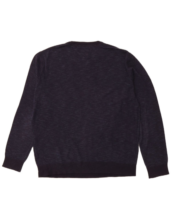 TOMMY HILFIGER Ανδρικό πουλόβερ με λαιμόκοψη 2XL από βαμβακερό μπλε ναυτικό