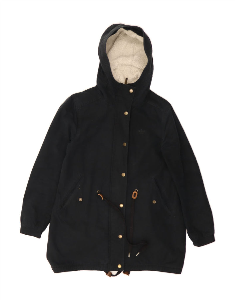 ADIDAS Womens Hooded Windbreaker Coat UK 8 Small Black Polyester Vintage Adidas and Second-Hand Adidas from Messina Hembry 