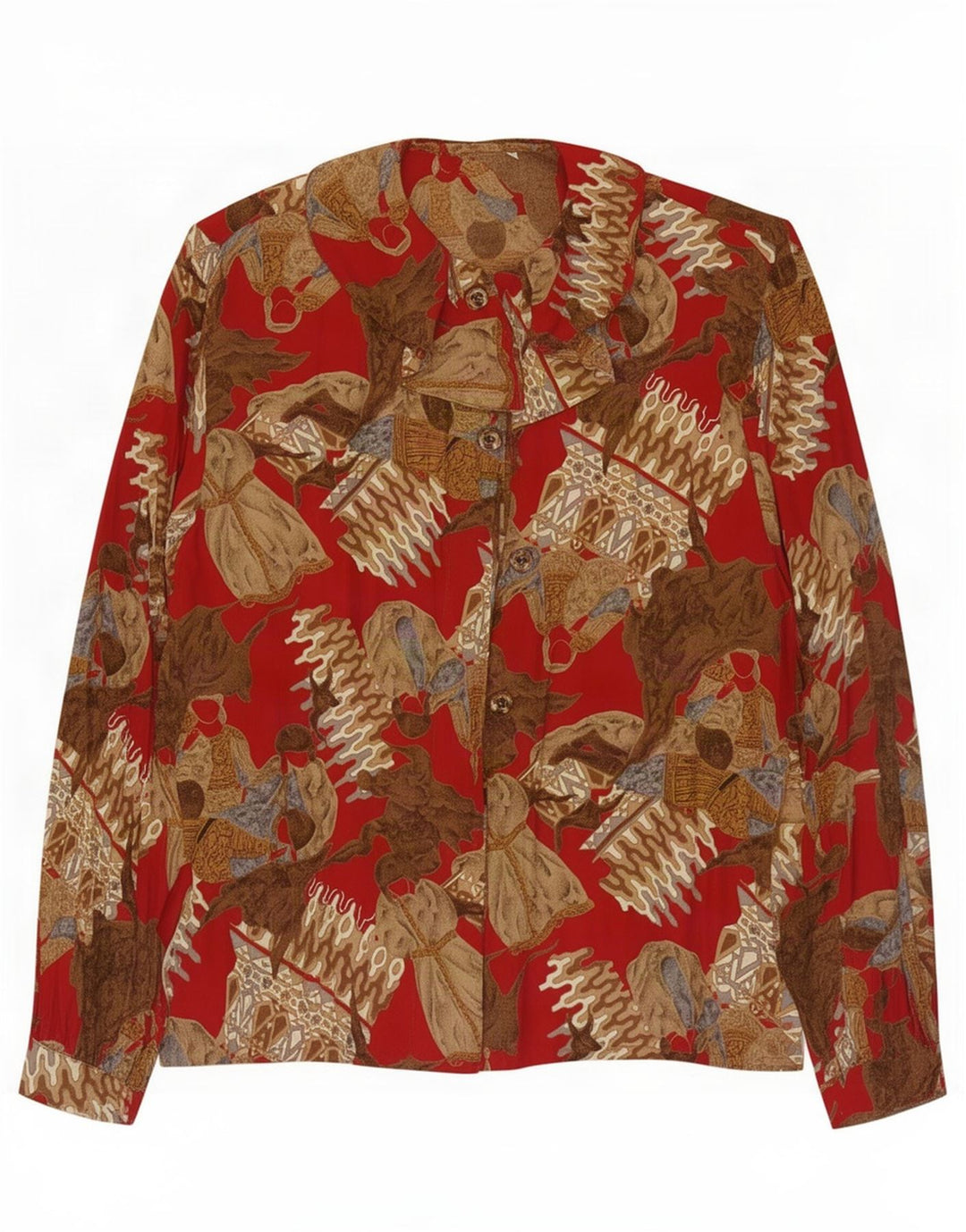 Vintage γυναικείο πουκάμισο oversized μπλούζα UK 10 Small Red Colourblock