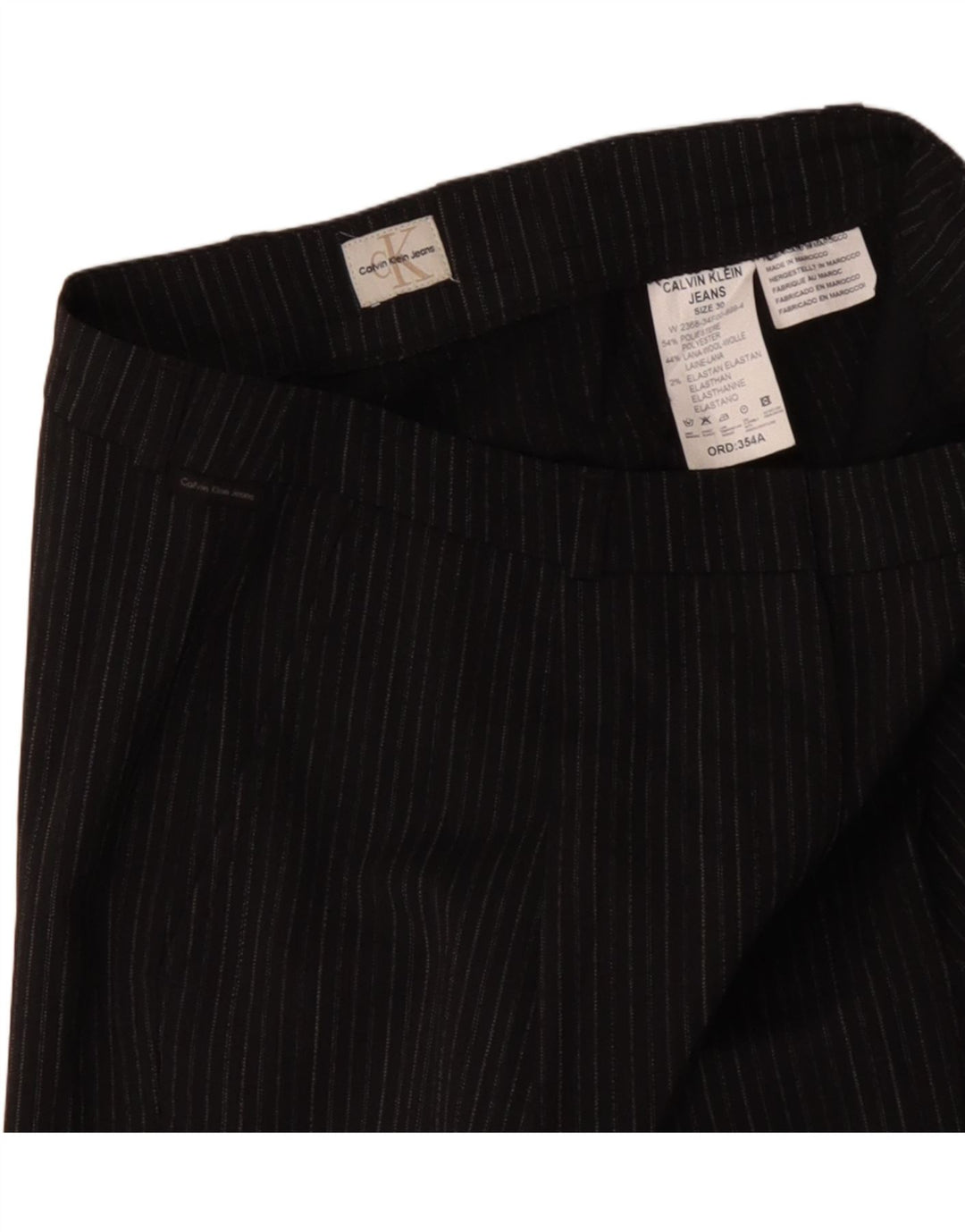 CALVIN KLEIN Γυναικείο ίσιο παντελόνι Chino W30 L31 Γκρι ριγέ πολυεστέρας