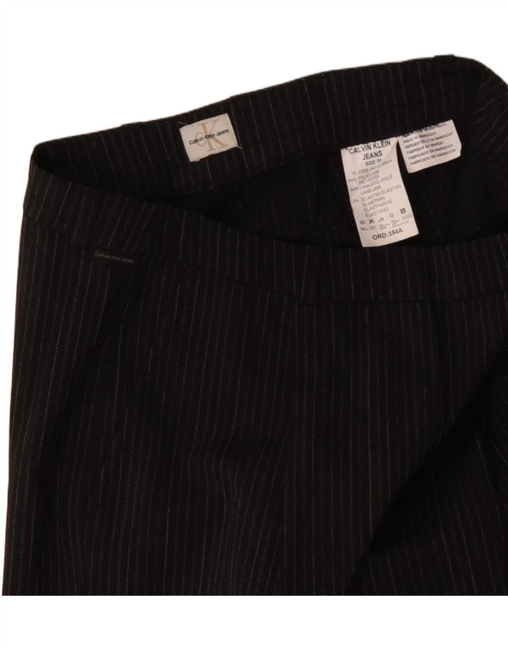 CALVIN KLEIN Γυναικείο ίσιο παντελόνι Chino W30 L31 Γκρι ριγέ πολυεστέρας