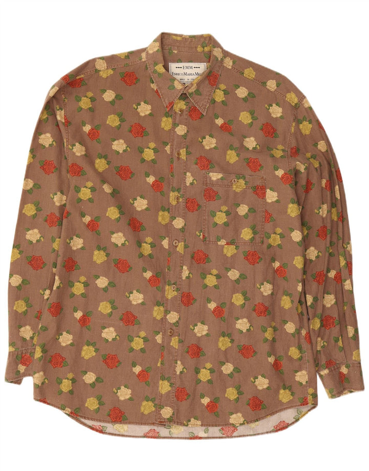 Vintage Ανδρικό Πουκάμισο Μεγάλο Καφέ Floral
