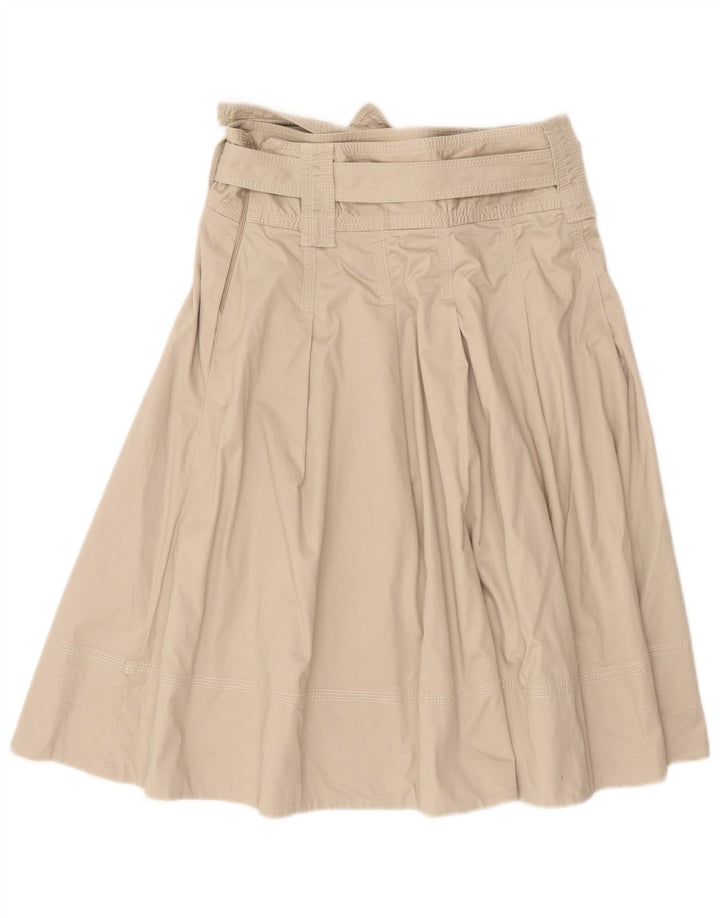 Zara Γυναικεία Πλισέ Φούστα σε γραμμή Α Μεσαία W28 Μπεζ βαμβακερή