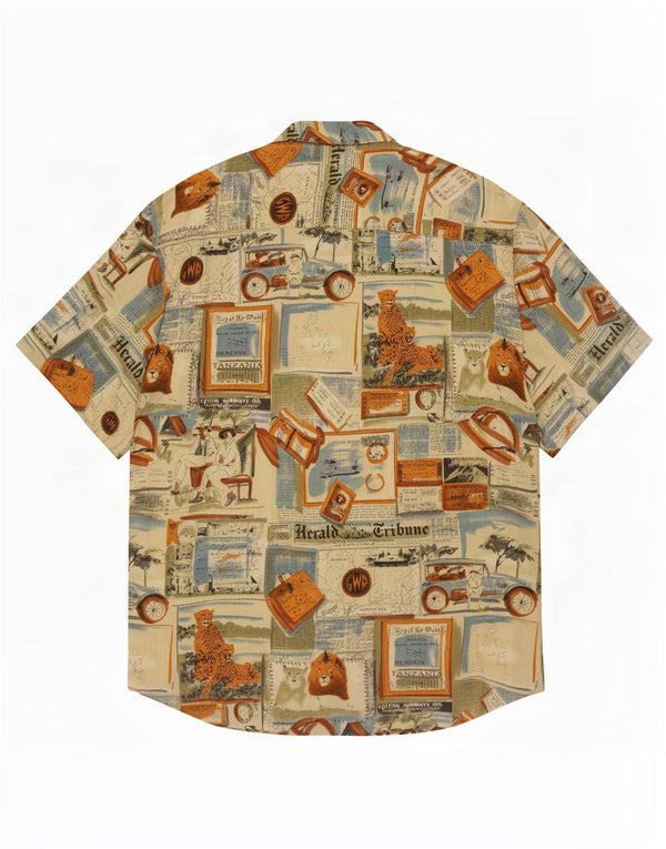 Vintage Ανδρικό γραφικό πουκάμισο μέγεθος 43/44 XL Πολύχρωμο συνονθύλευμα