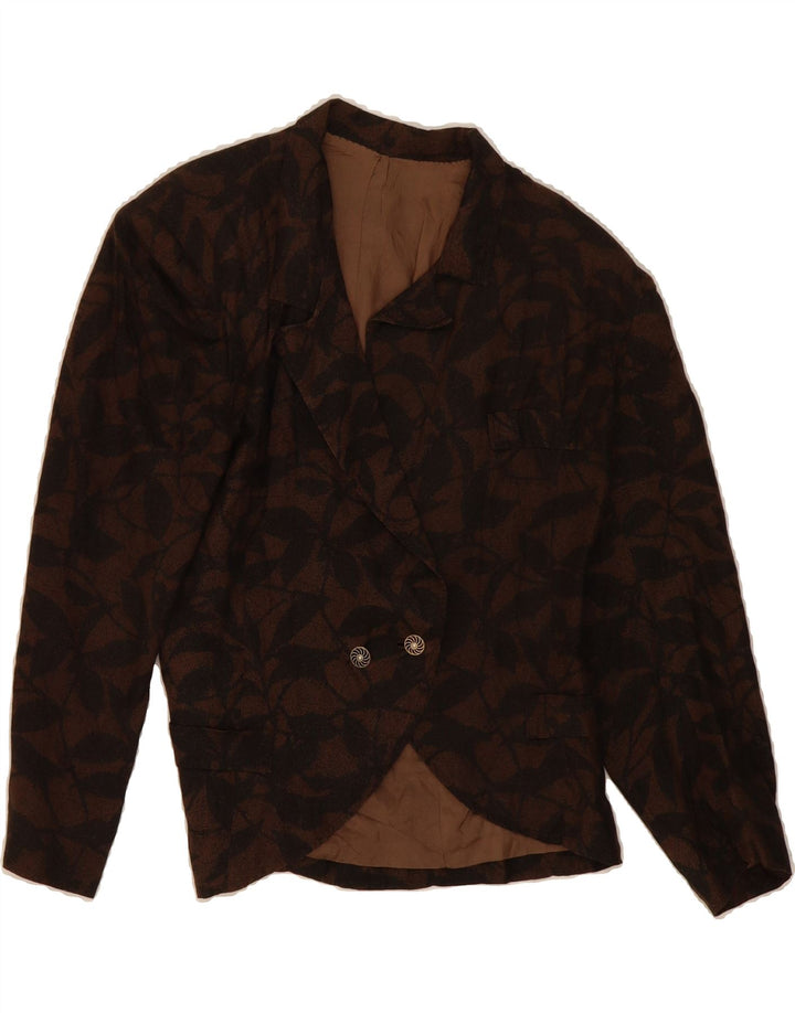 VINTAGE Womens Abstract Pattern Blazer Jacket UK 12 Medium Brown Vintage Vintage and Second-Hand Vintage from Messina Hembry 
