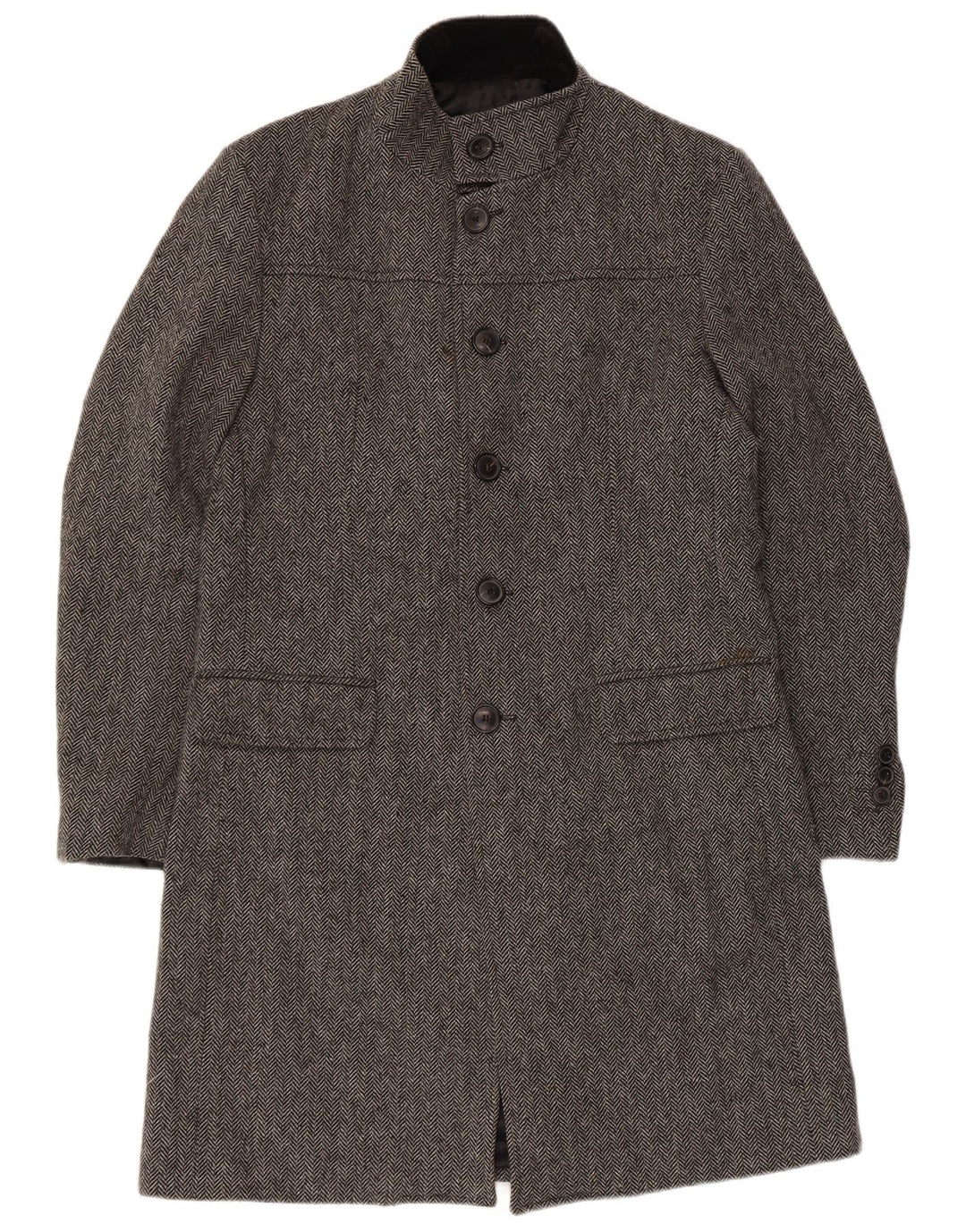 Zara Ανδρικό Longline Classic Fit Πανωφόρι UK 40 Large Grey Ψαροκόκκαλο