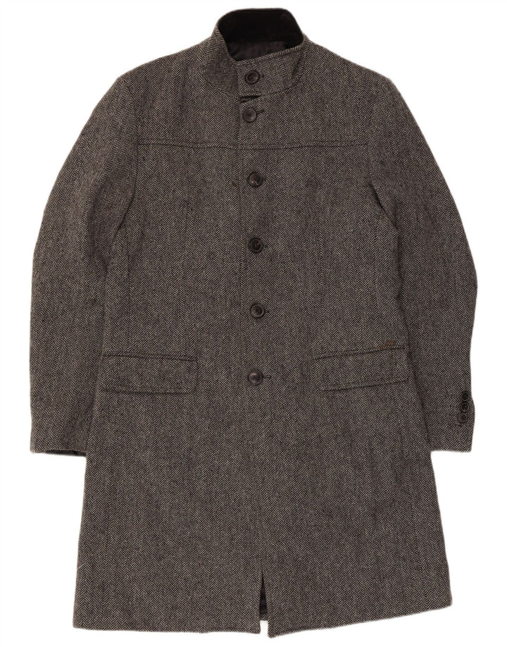 Zara Ανδρικό Longline Classic Fit Πανωφόρι UK 40 Large Grey Ψαροκόκκαλο