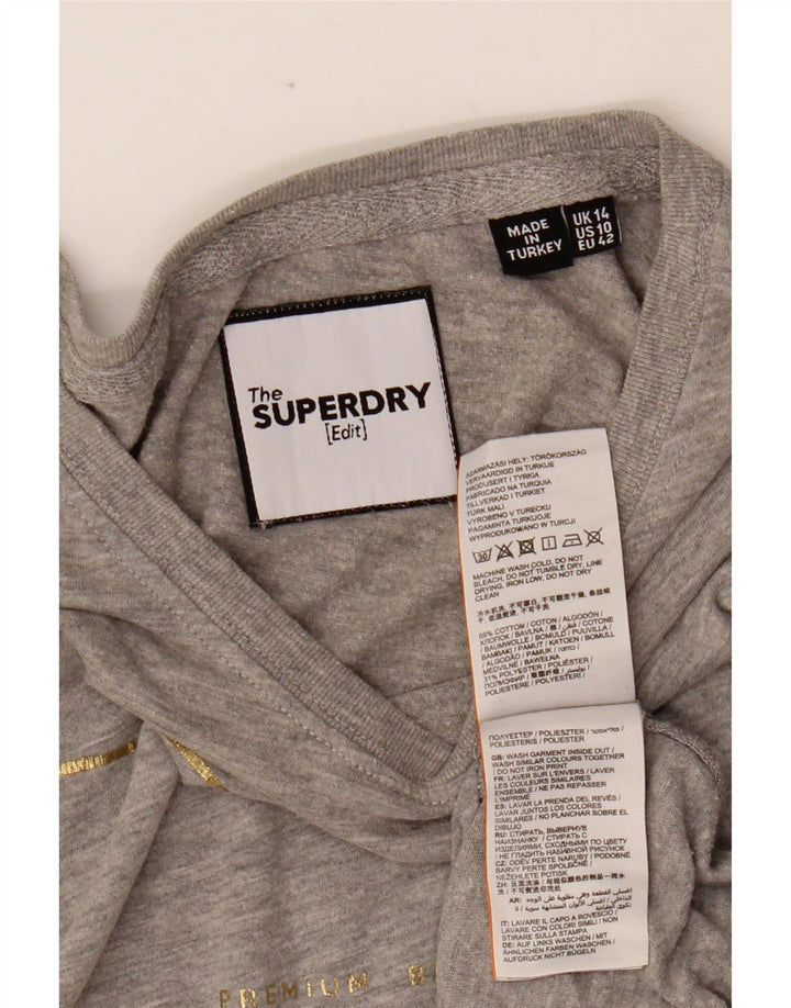 Γυναικείο γραφικό μπλουζάκι SUPERDRY Top UK 14 μεγάλο γκρι βαμβακερό