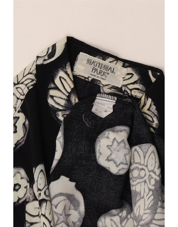 Ανδρικό πουκάμισο VINTAGE Μεγάλο μαύρο φλοράλ βισκόζη