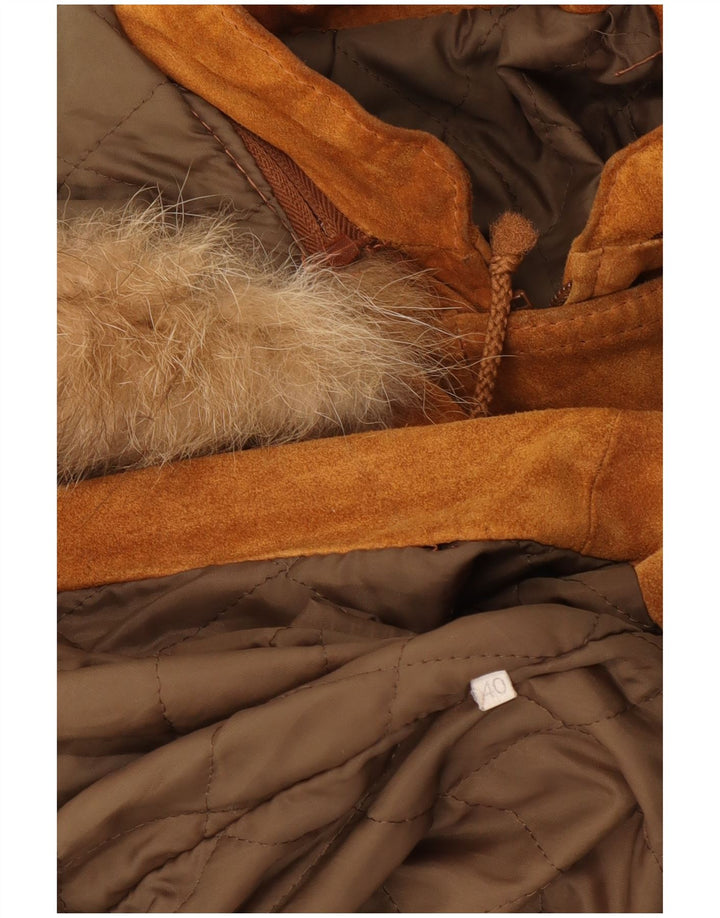 Vintage Γυναικείο Καστόρι με κουκούλα Parka Μπουφάν EU 40 Μεσαίο καφέ σουέντ