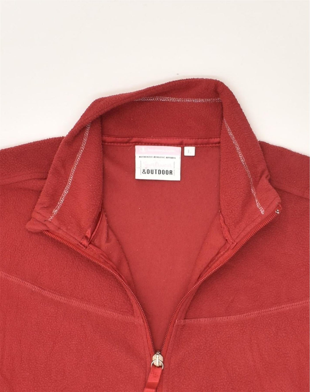 CHAMPION Womens Outdoor Fleece Jacket UK 16 Large Red Polyester | Vintage Champion | Thrift | Second-Hand Champion | Used Clothing | Messina Hembry 