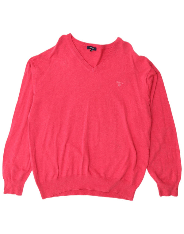 Gant γυναικείο πουλόβερ με λαιμόκοψη UK 22 3XL ροζ βαμβακερό