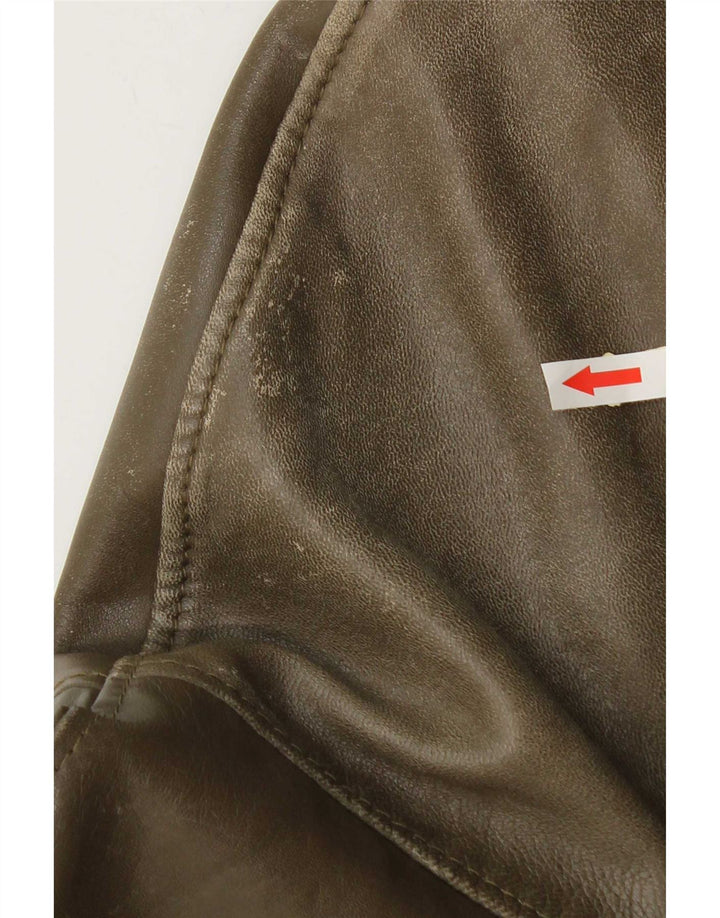 Vintage Ανδρικό Bomber Leather Jacket UK 38 Medium Khaki