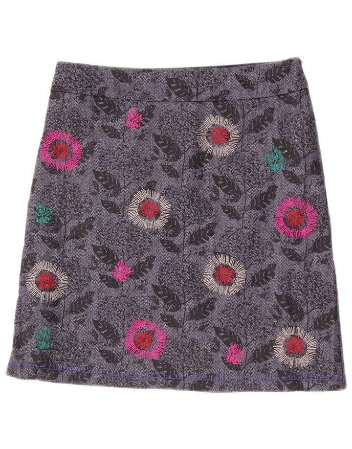 White Stuff Γυναικεία ίσια φούστα UK 12 Medium W31 Grey Floral Polyester