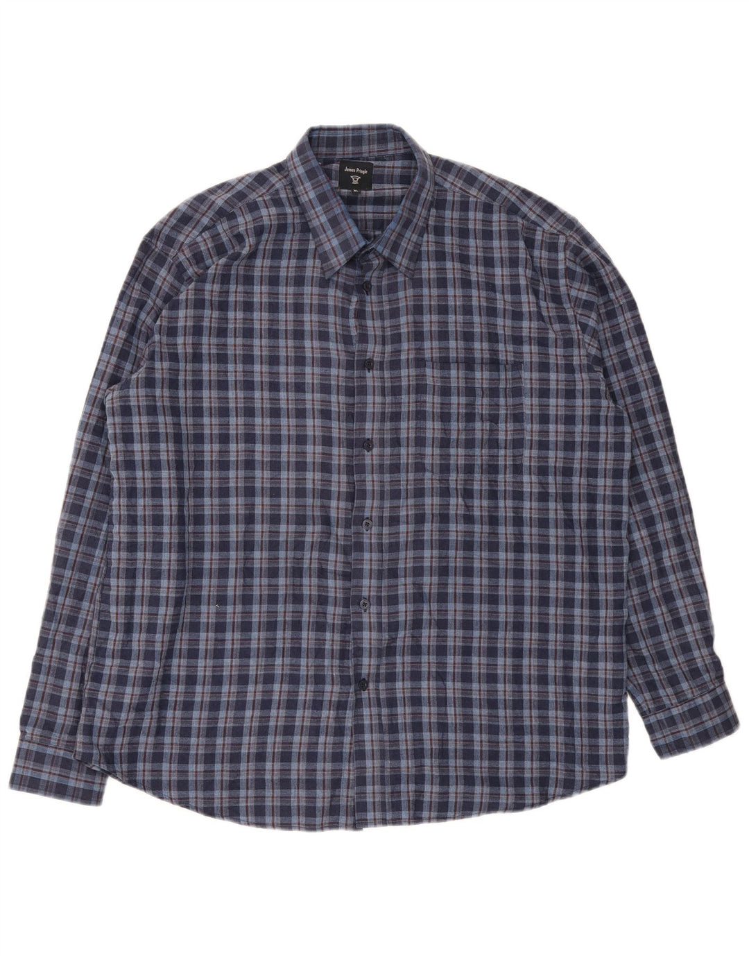 Ανδρικό φανελένιο πουκάμισο James Pringle XL Navy Blue Check Polyester