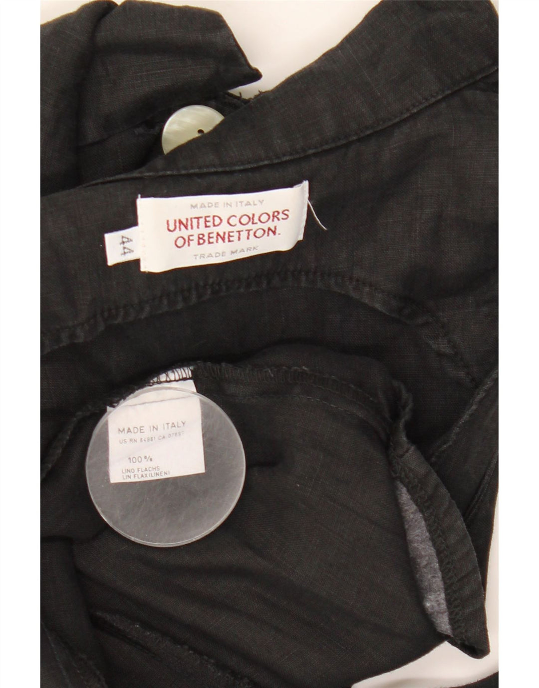 Benetton Γυναικείο Αμάνικο Φόρεμα A-Line IT 44 Μεσαίο Μαύρο Λινό