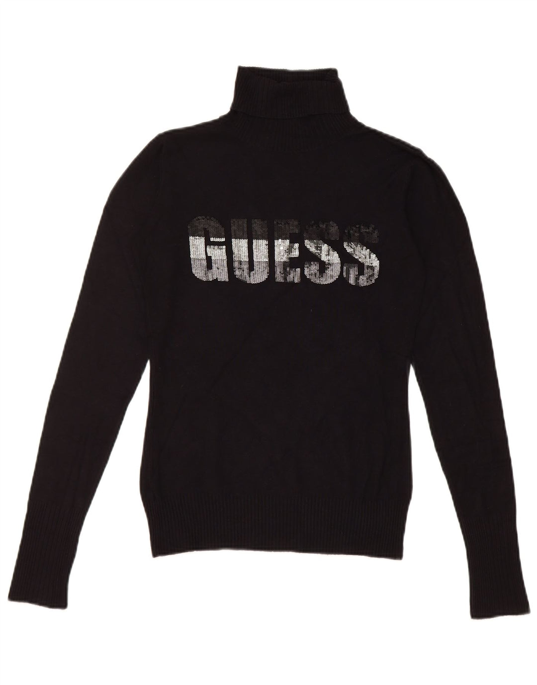 Guess Γυναικείο πουλόβερ με ρολό λαιμόκοψη UK 8 Small μαύρο