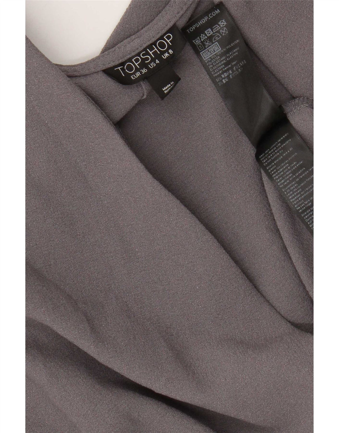 Topshop Γυναικείο φόρεμα με ρολό UK 8 Small Grey Polyester