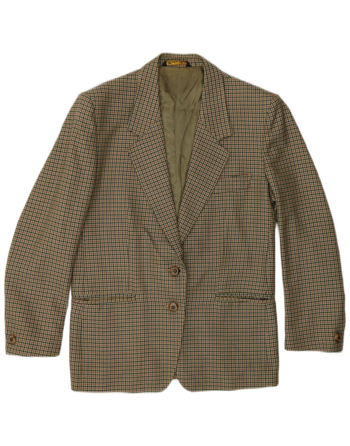 Vintage γυναικείο σακάκι 2 κουμπιών UK 14 Medium Khaki Houndstooth