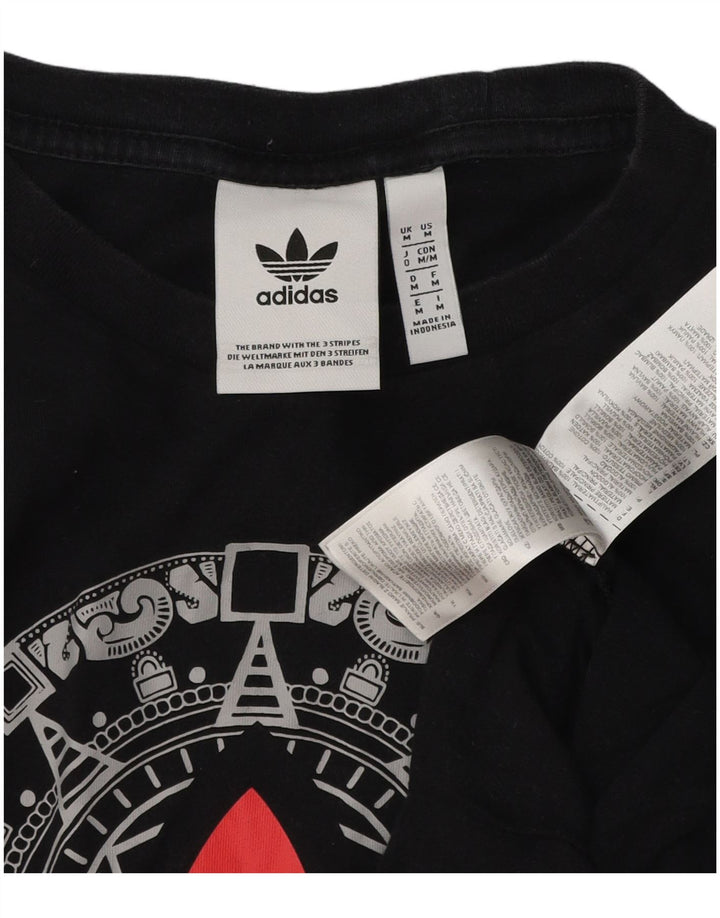 ADIDAS Mens Graphic T-Shirt Top Medium Black Cotton