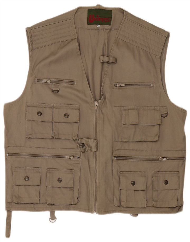 Univers Mens Utility Gilet IT 52 XL Beige Cotton